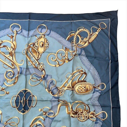 Hermes Scarf Shawl Lift Profile Silk Carre 90 Vintage Blue — view 3