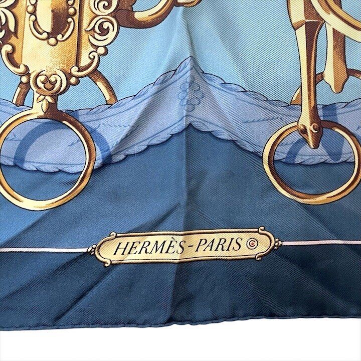 Hermes Scarf Shawl Lift Profile Silk Carre 90 Vintage Blue — view 6