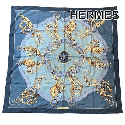 Hermes Scarf Shawl Lift Profile Silk Carre 90 Vintage Blue