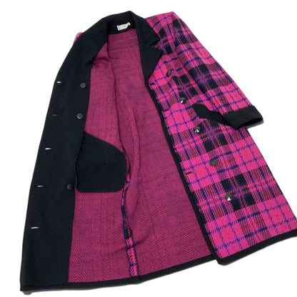 Saint Laurent Double Breasted Chesterfield Knit Coat Plaid Multicolor Wool — view 6
