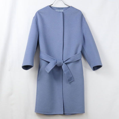 Prada Collarless Coat Blue