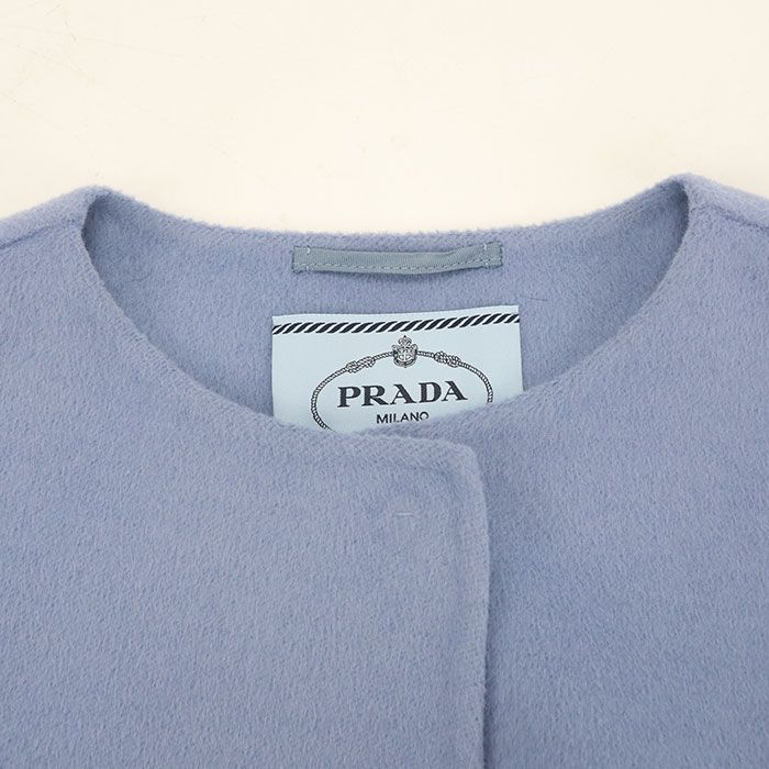 Prada Collarless Coat Blue — view 5
