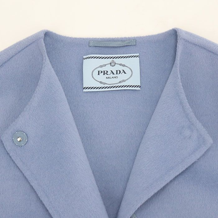 Prada Collarless Coat Blue — view 4