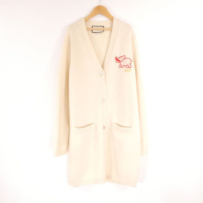 Gucci Long Cardigan Wool 100% Embroidery Elephant