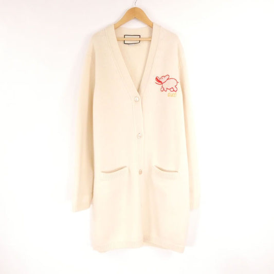 Gucci Long Cardigan Wool 100% Embroidery Elephant