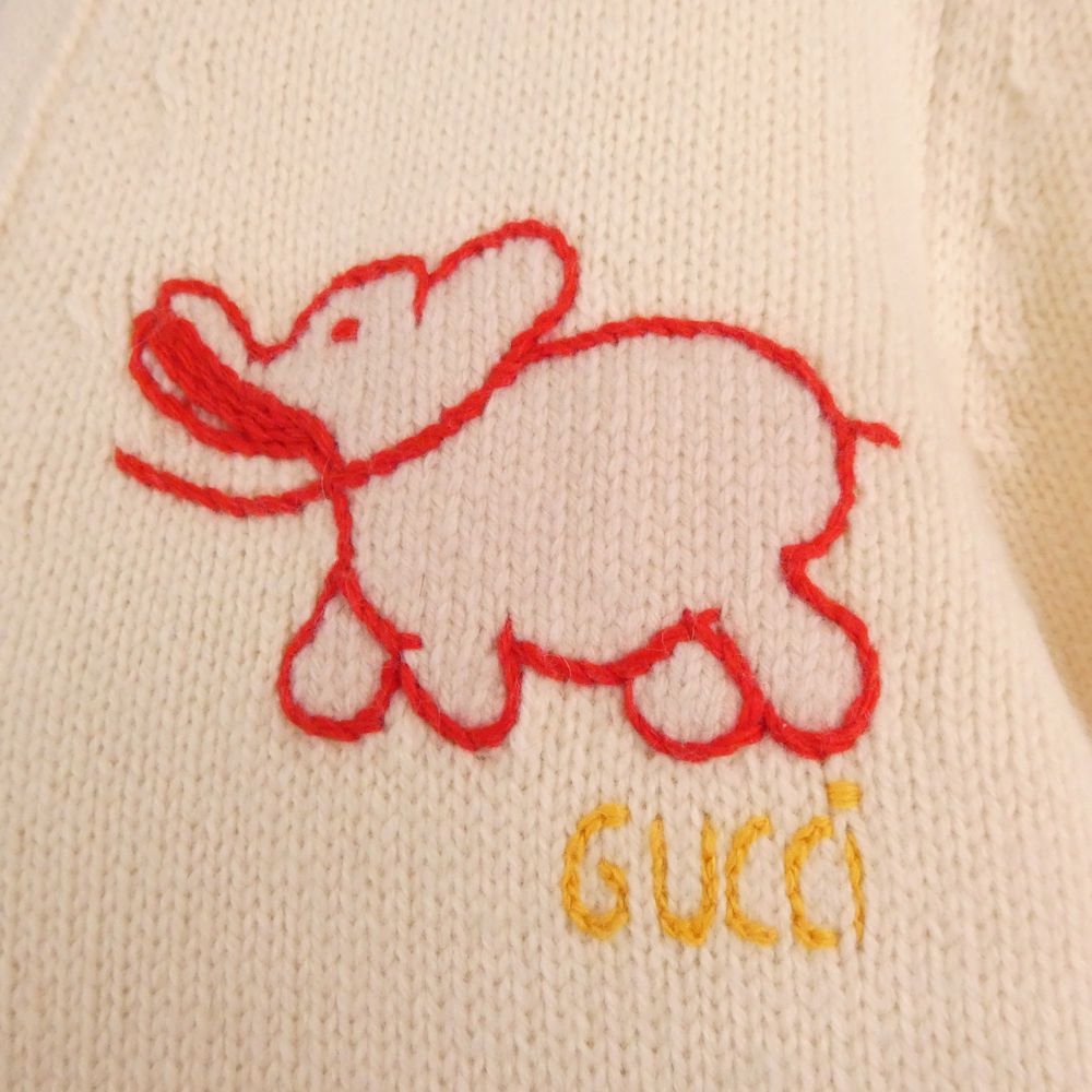 Gucci Long Cardigan Wool 100% Embroidery Elephant — view 5