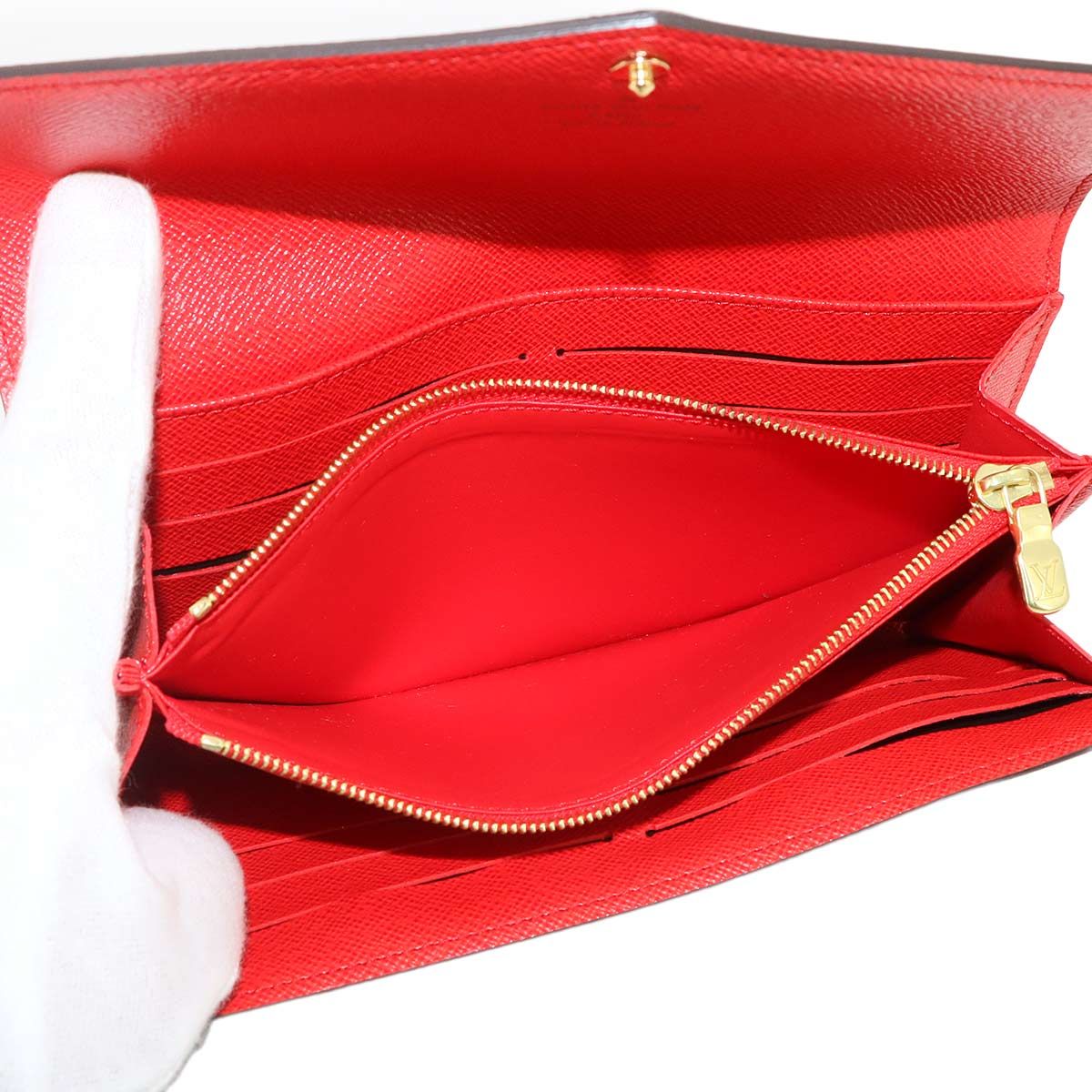 Louis Vuitton Monogram Portefeuille Sarah Bifold Wallet Brown Coquelicot — view 7