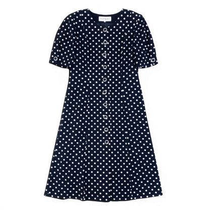Saint Laurent Retro Dress Shirt Dot Pattern Polka Dot Navy Cotton 38 — view 2