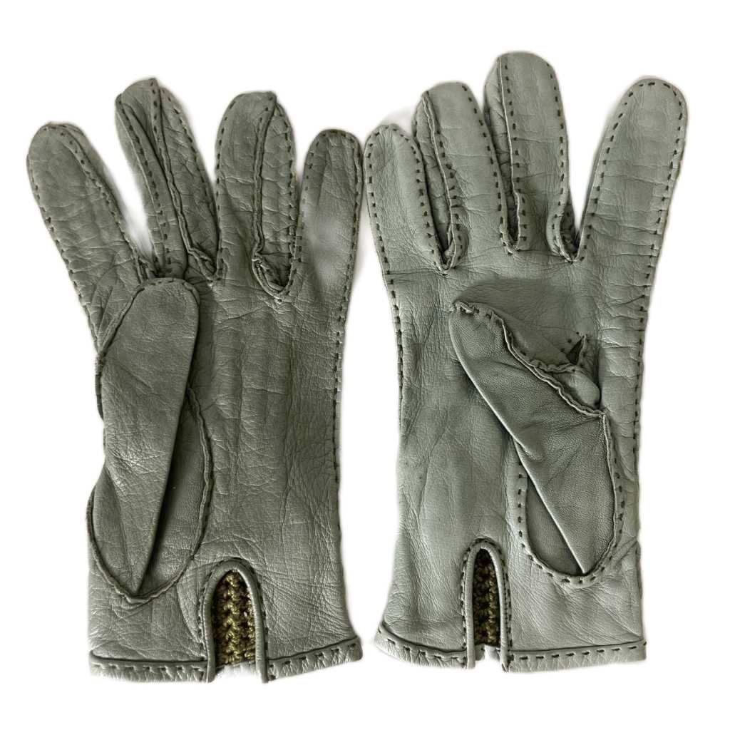 Hermes Leather Gloves Contrast Green — view 2
