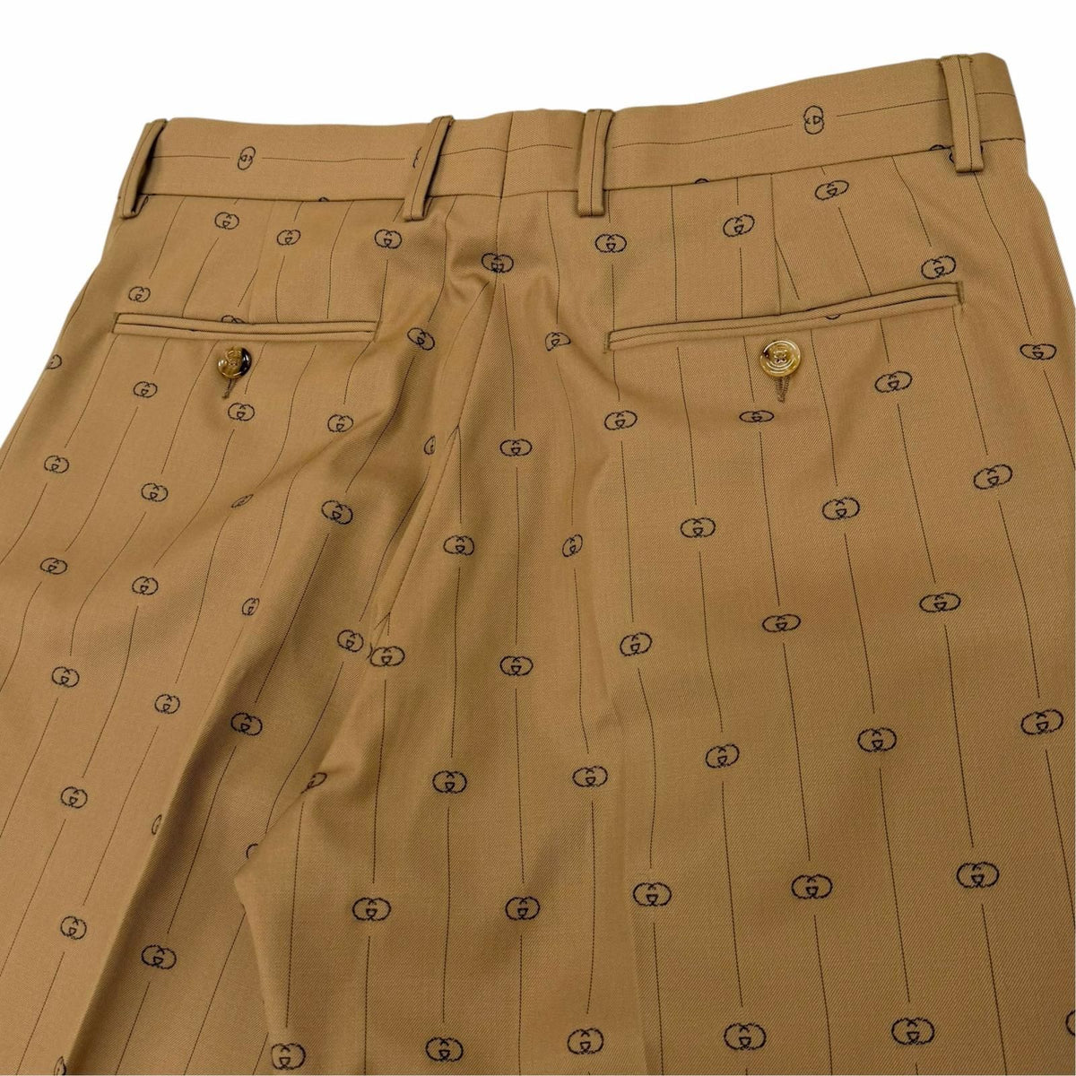 Gucci Wool 100% Interlocking G Striped Pants Trousers Beige — view 4