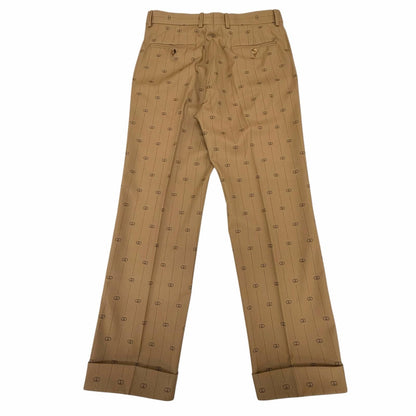 Gucci Wool 100% Interlocking G Striped Pants Trousers Beige — view 2
