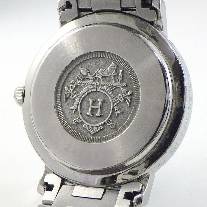 Hermes Watch Clipper White Shell Dial Date Luminous Hands Index SS Quartz Analog — view 4