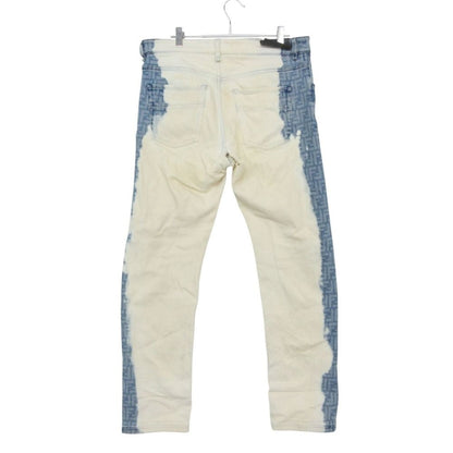 Fendi Denim Pants Zucca Pattern Bleached Jeans Blue White /34 33 — view 2