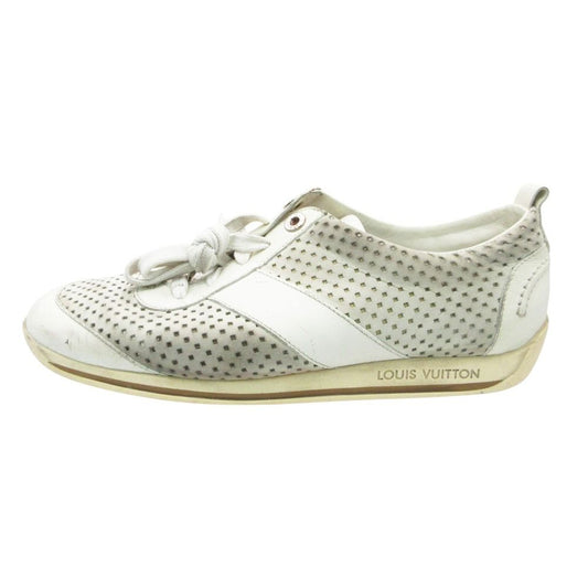 Louis Vuitton Sneakers Perforated Leather Shoes Logo White 6.5
