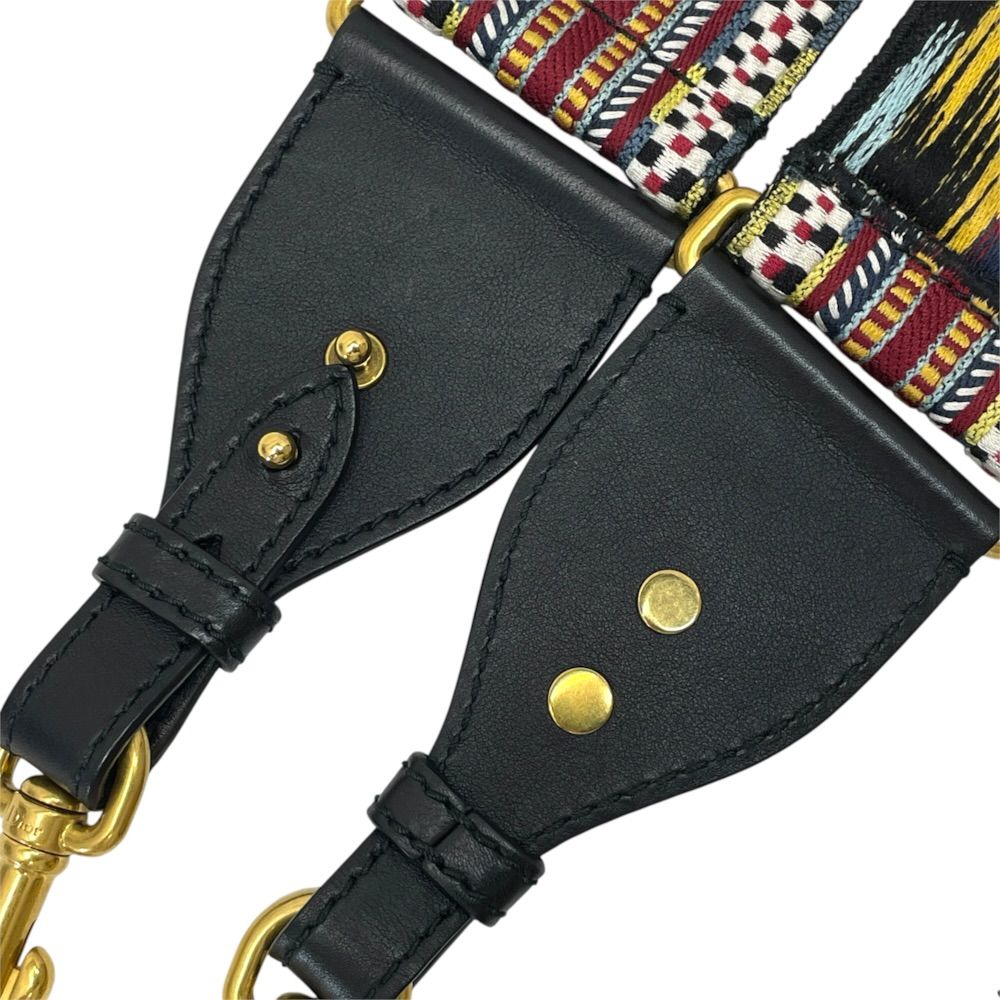 Dior Shoulder Strap Bag Canvas Leather Metal Black Gold Lightweight — view 5
