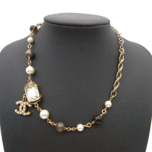 Chanel Necklace Pearl Bijou Stone CC Logo Gold