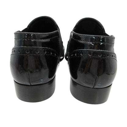 Chanel CC Logo Loafers Side Gore Patent Leather Wingtip Design Shoes Black 36C — view 7
