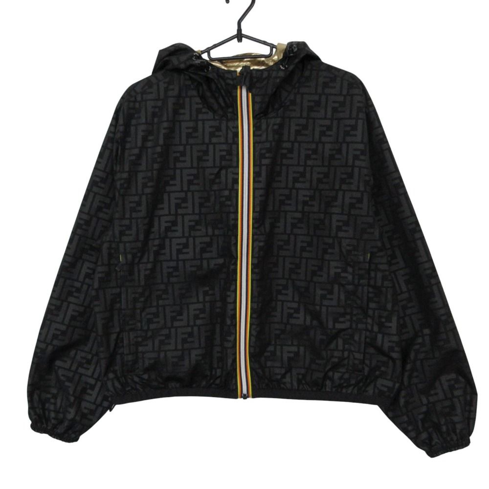 Fendi K-way Mountain Hoodie Reversible Nylon Jacket Windbreaker FF Logo Zucca