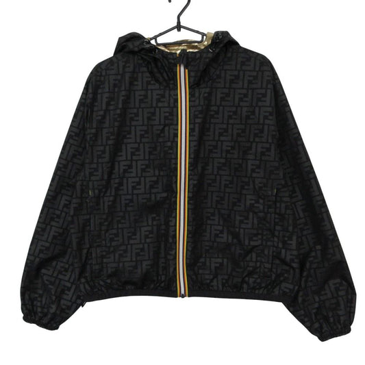 Fendi K-way Mountain Hoodie Reversible Nylon Jacket Windbreaker FF Logo Zucca