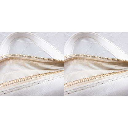 Chanel Wild Stitch CC Logo Handbag Gold Leather White — view 8