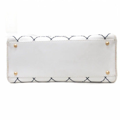 Chanel Wild Stitch CC Logo Handbag Gold Leather White — view 4
