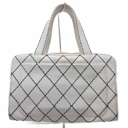 Chanel Wild Stitch CC Logo Handbag Gold Leather White — view 2