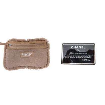 Chanel CC Logo Stitch Shearling Handbag Chain Shoulder Fleece Choco Bar — view 8