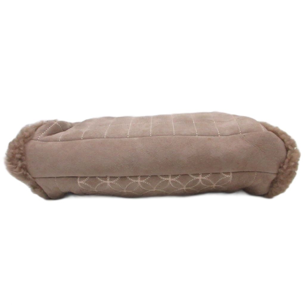 Chanel CC Logo Stitch Shearling Handbag Chain Shoulder Fleece Choco Bar — view 5