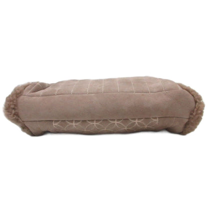 Chanel CC Logo Stitch Shearling Handbag Chain Shoulder Fleece Choco Bar — view 5