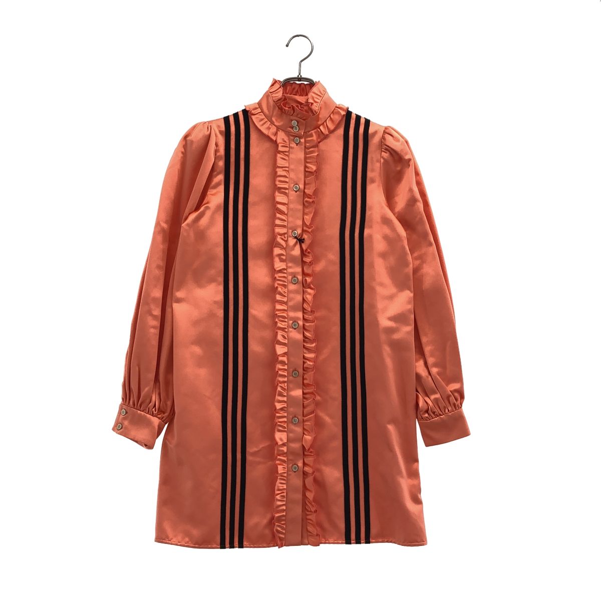 Gucci Adidas Silk Frill Color Shirt Dress Pink Orange 40