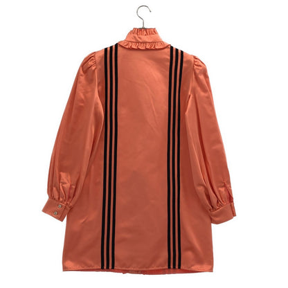 Gucci Adidas Silk Frill Color Shirt Dress Pink Orange 40 — view 4