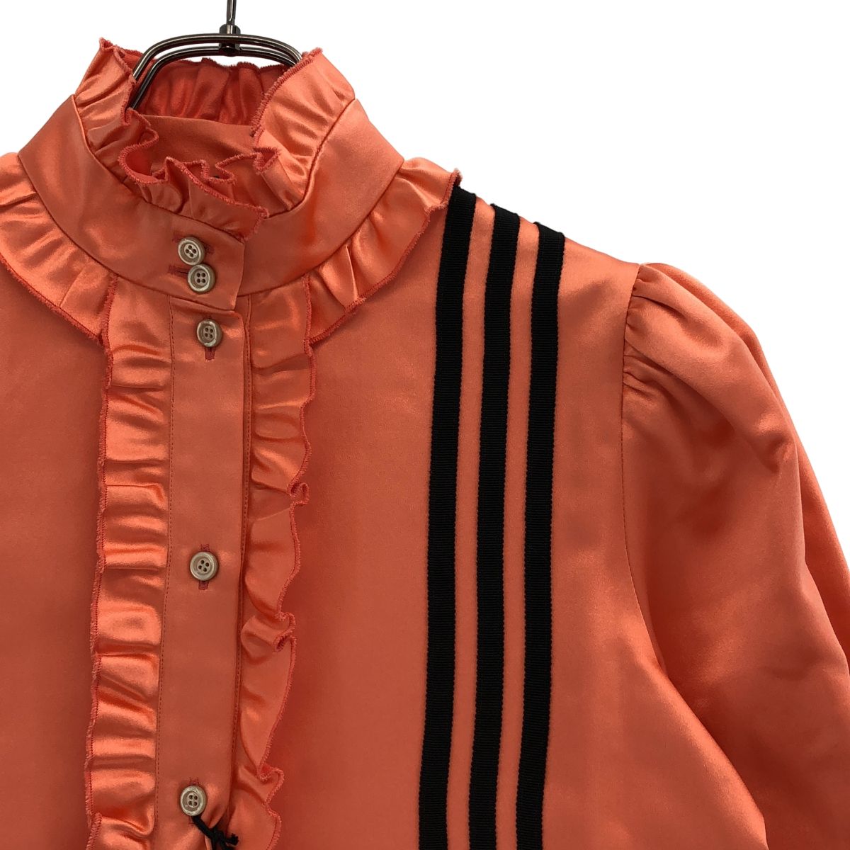 Gucci Adidas Silk Frill Color Shirt Dress Pink Orange 40 — view 2