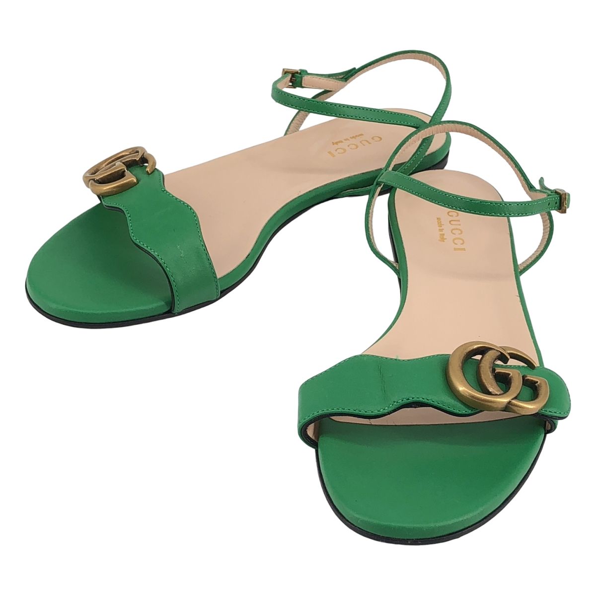 Gucci GG Marmont Flat Sandals Green