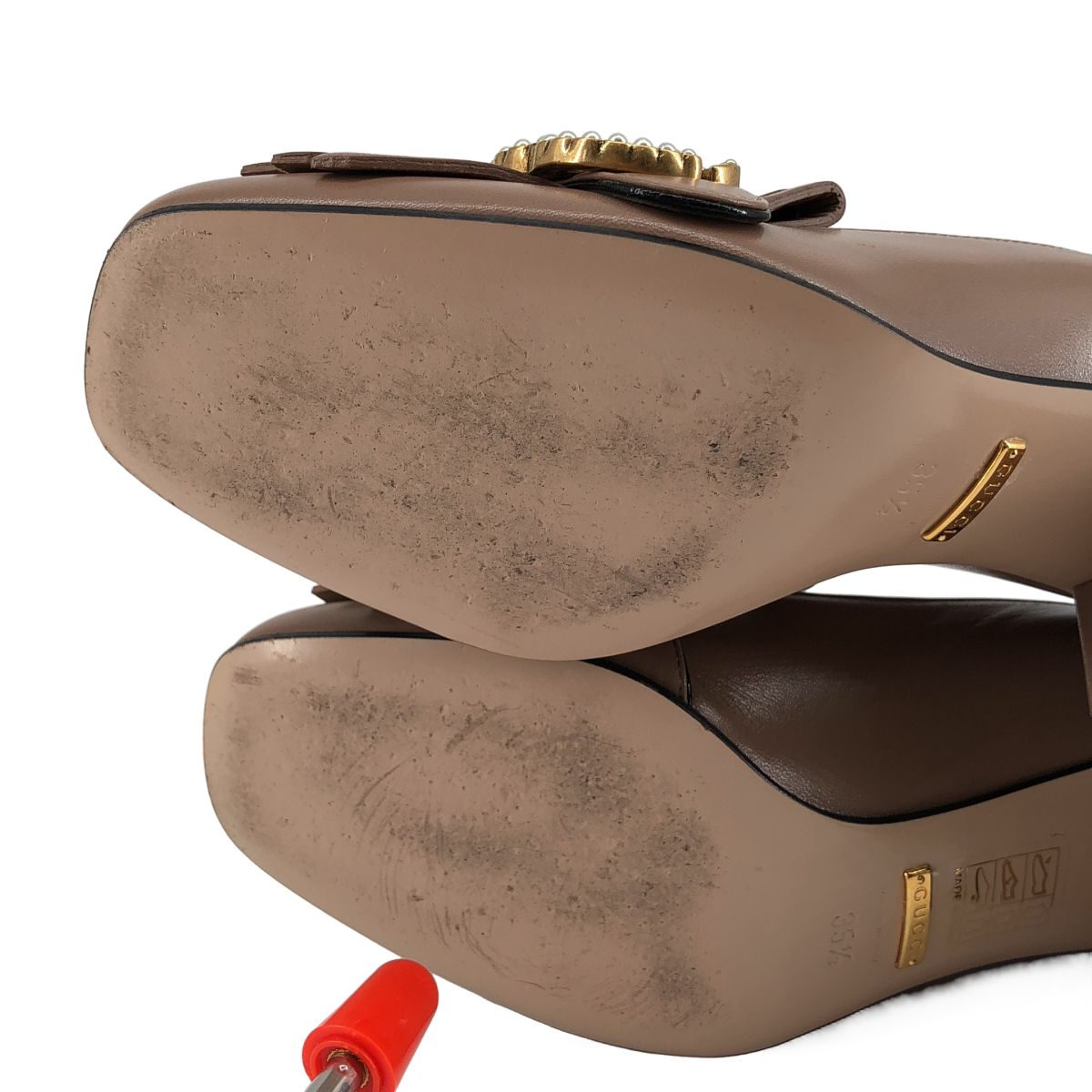 Gucci GG Marmont Pearl Heels Pumps Brown — view 7