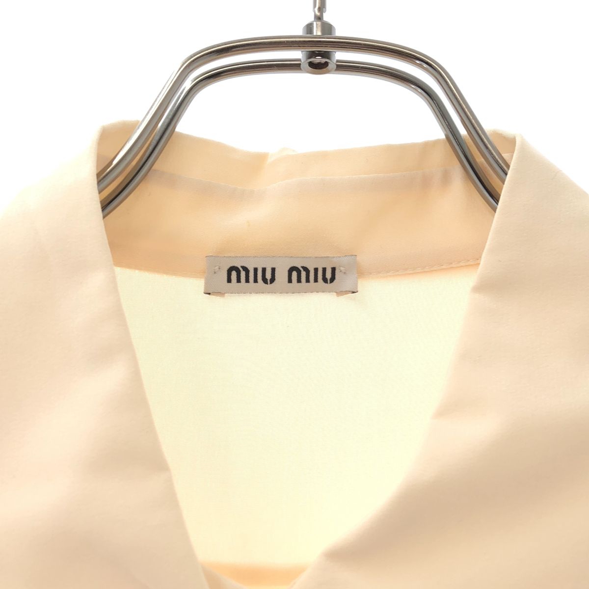 Miu Miu Silk Ruffle Shirt Blouse Beige 40 — view 5