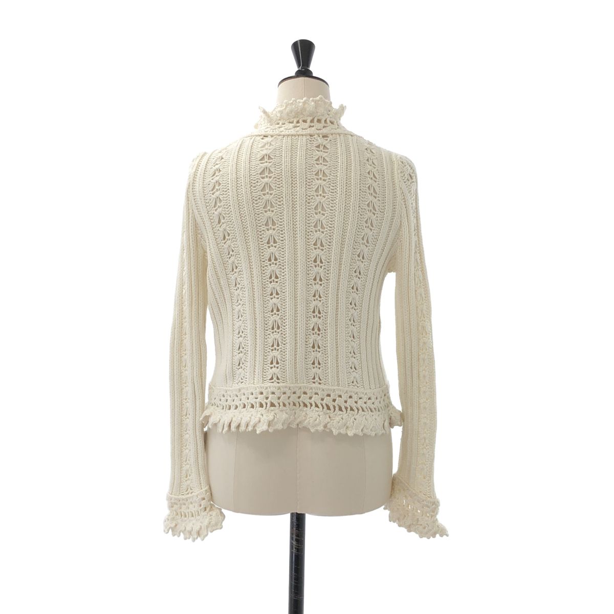 Chanel Lace Clochette Knit Cardigan Ivory 42 — view 5