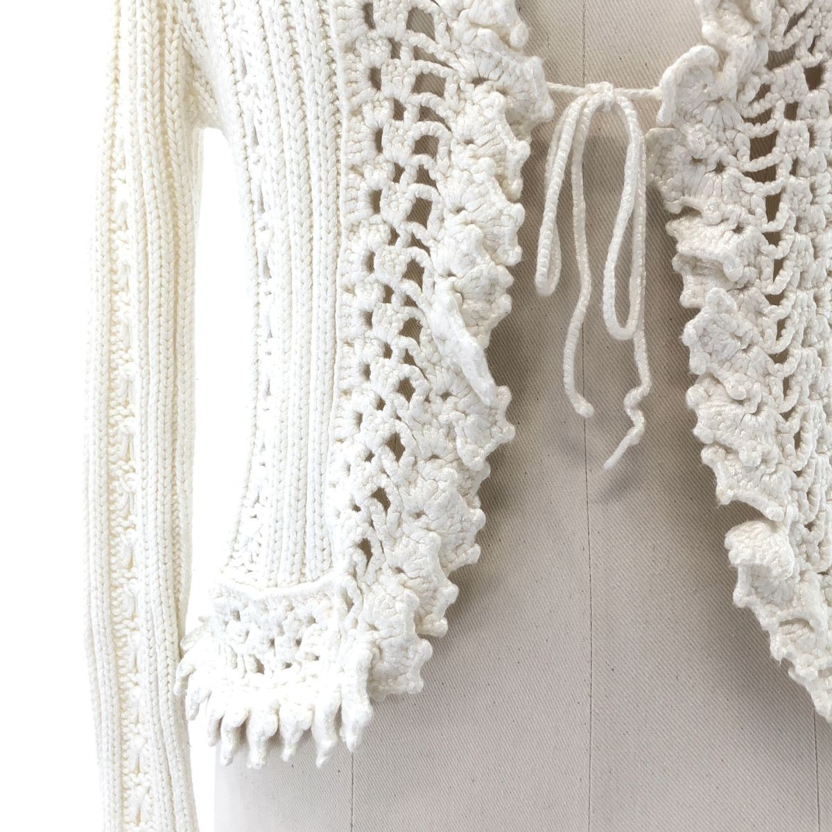 Chanel Lace Clochette Knit Cardigan Ivory 42 — view 3