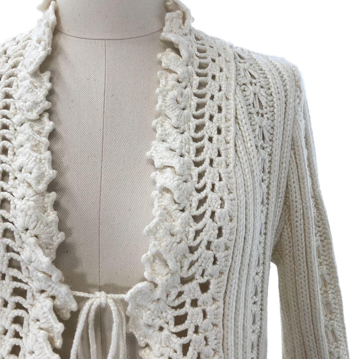 Chanel Lace Clochette Knit Cardigan Ivory 42 — view 2