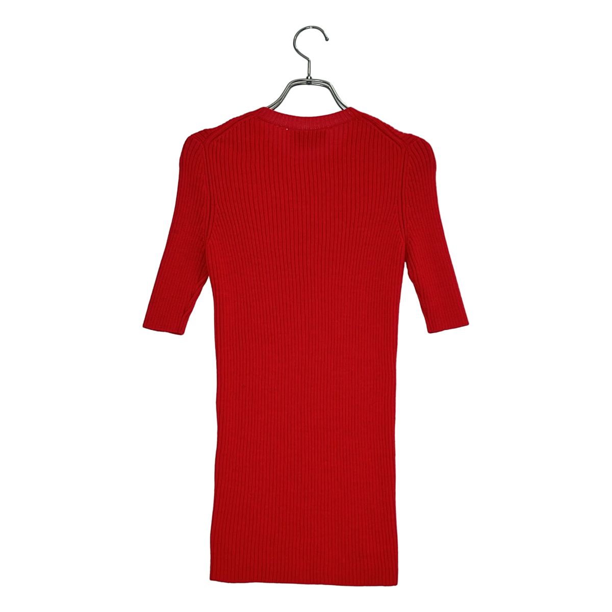 Prada Rib Fitted Knit Tunic Red Sweater — view 4