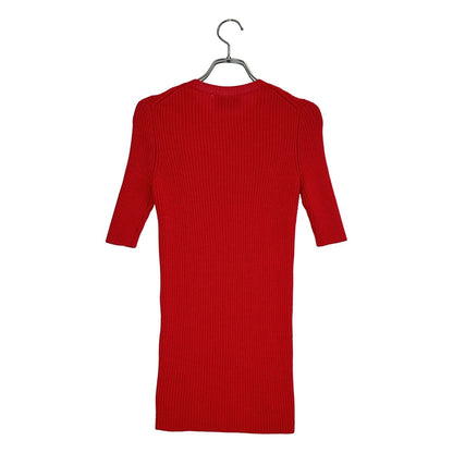 Prada Rib Fitted Knit Tunic Red Sweater — view 4
