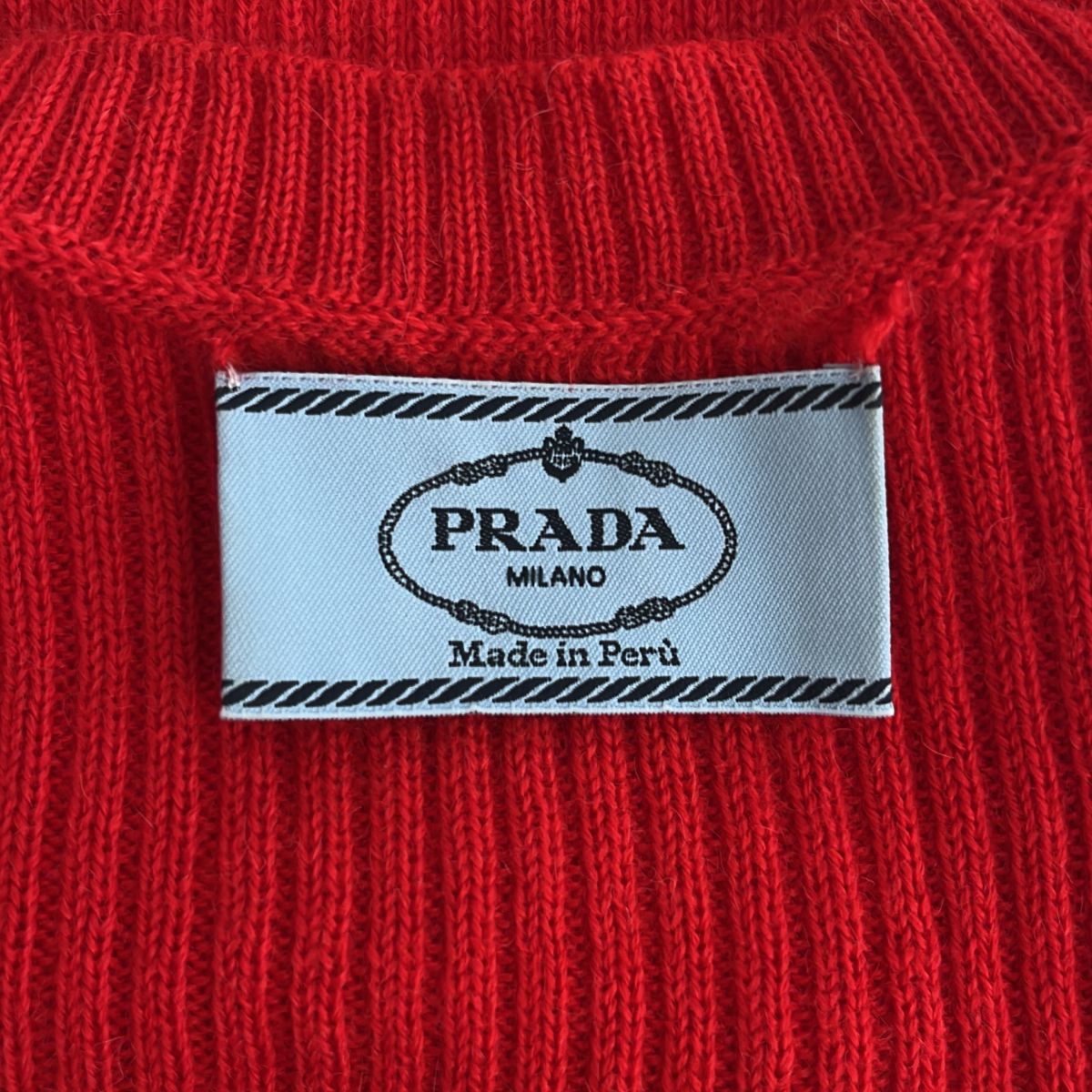 Prada Rib Fitted Knit Tunic Red Sweater — view 5