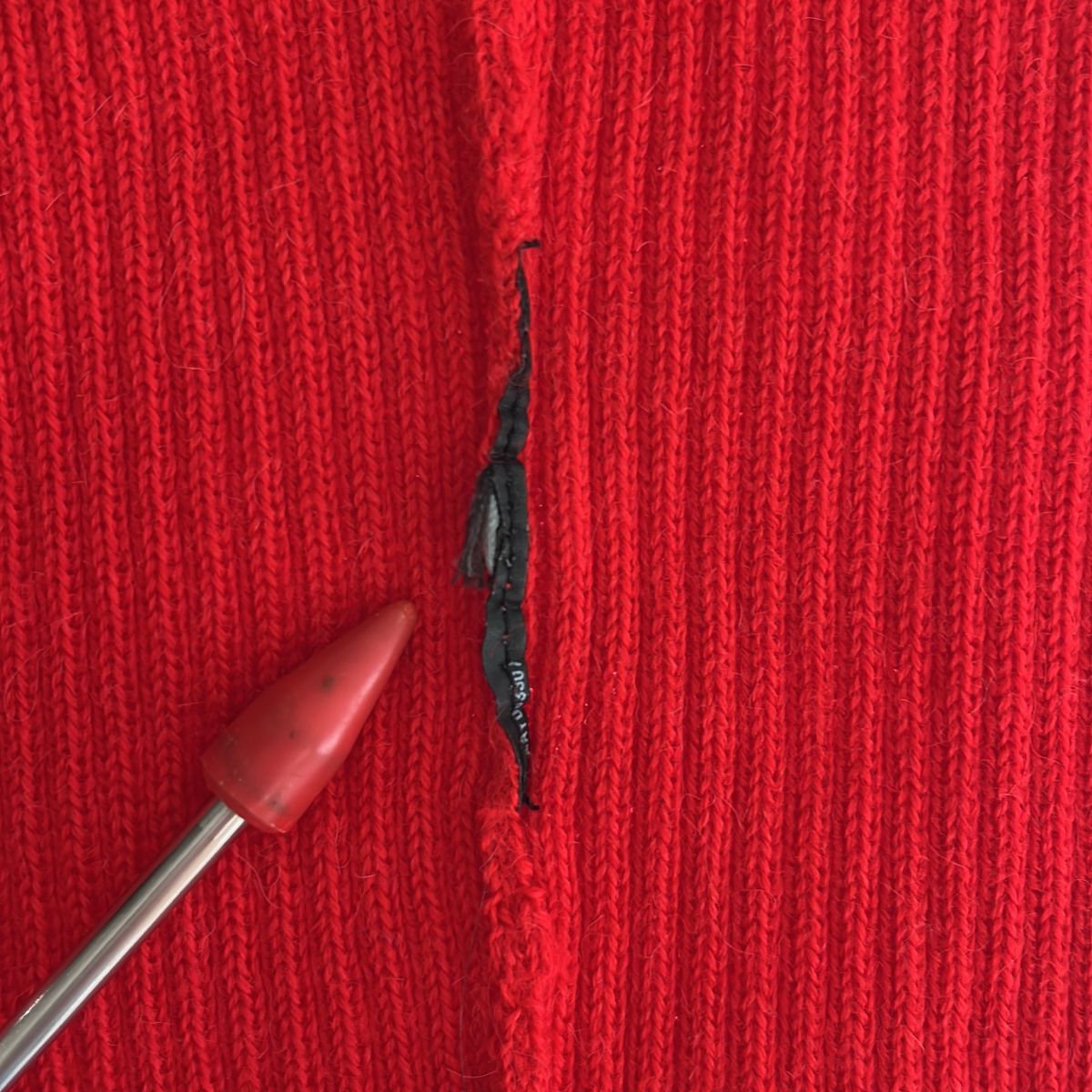 Prada Rib Fitted Knit Tunic Red Sweater — view 6