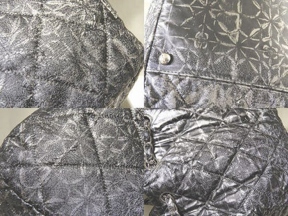Chanel Nylon Processed Chain Shoulder Bag Gray Silver CC Logo Quilted — view 4