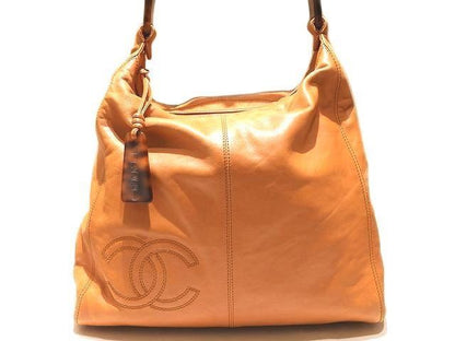 Chanel Plastic Handle Bag Lambskin Light Brown Tortoiseshell