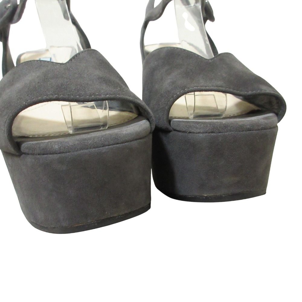 Prada Suede Leather Platform Sandals Gray — view 6