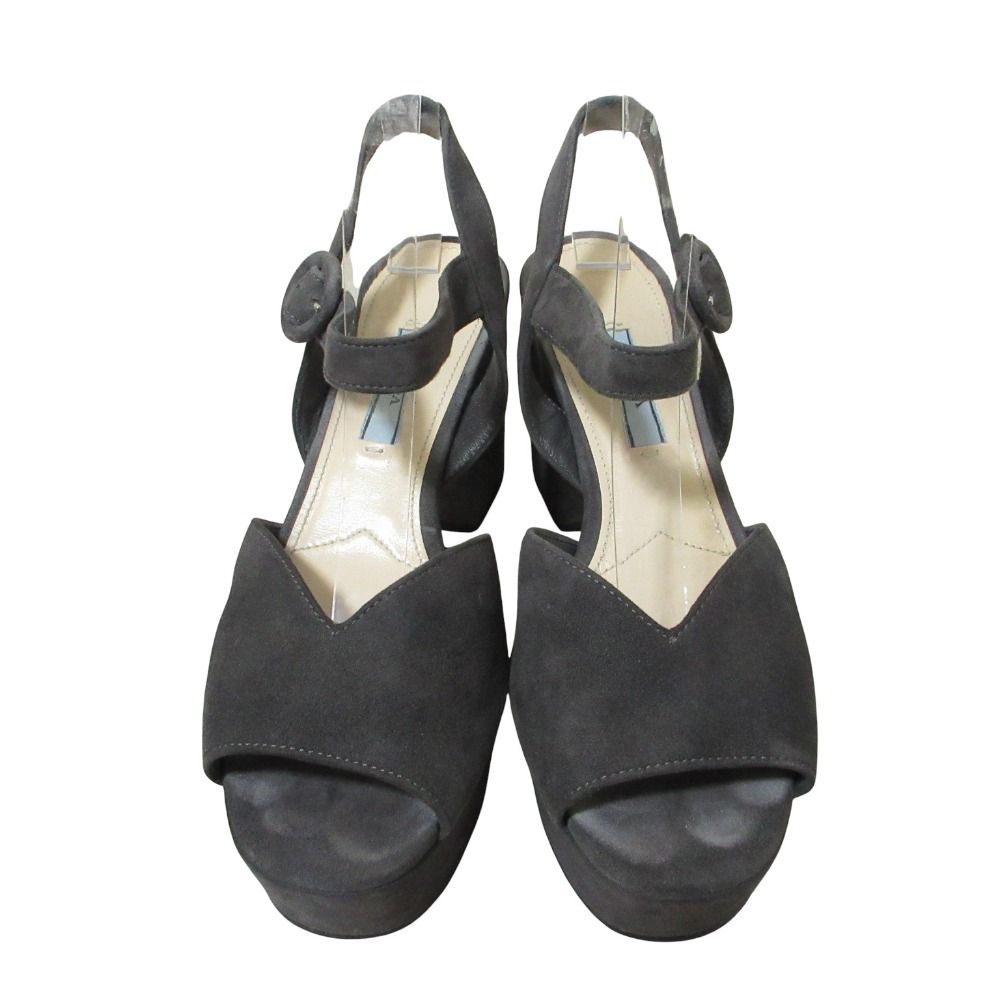 Prada Suede Leather Platform Sandals Gray — view 5