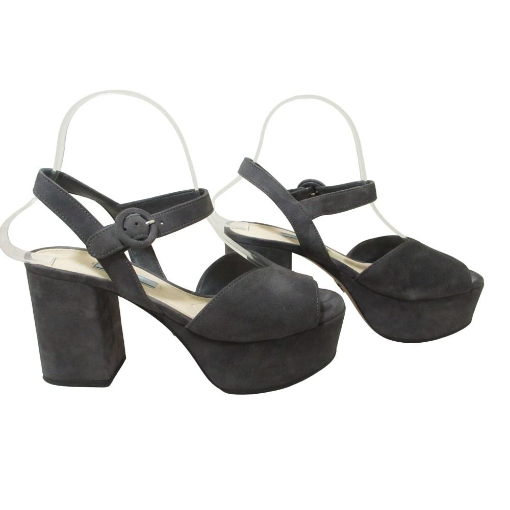 Prada Suede Leather Platform Sandals Gray — view 3