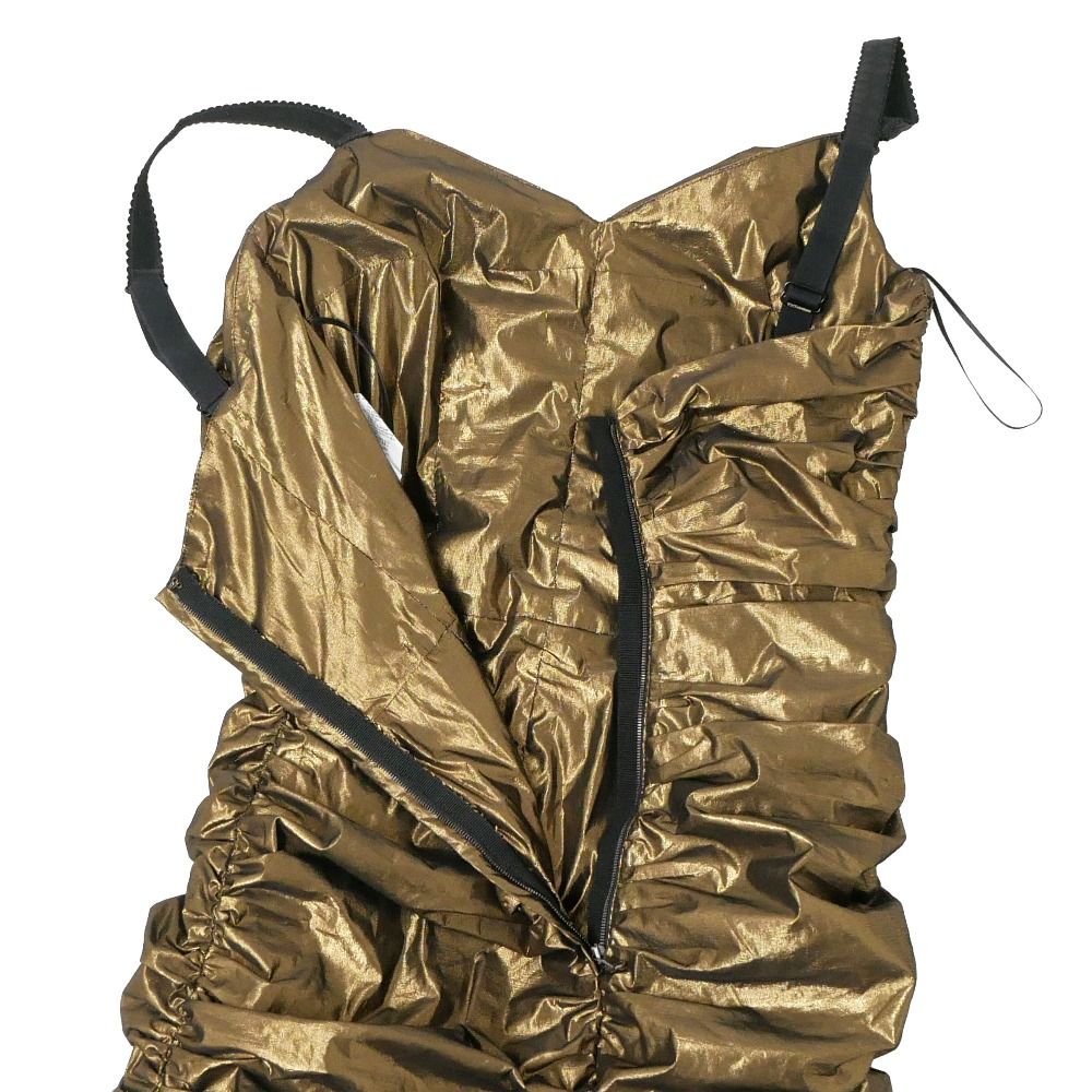 Dolce & Gabbana Dress Gathered Shirred Sleeveless Metallic 38 — view 4