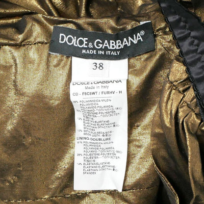 Dolce & Gabbana Dress Gathered Shirred Sleeveless Metallic 38 — view 6