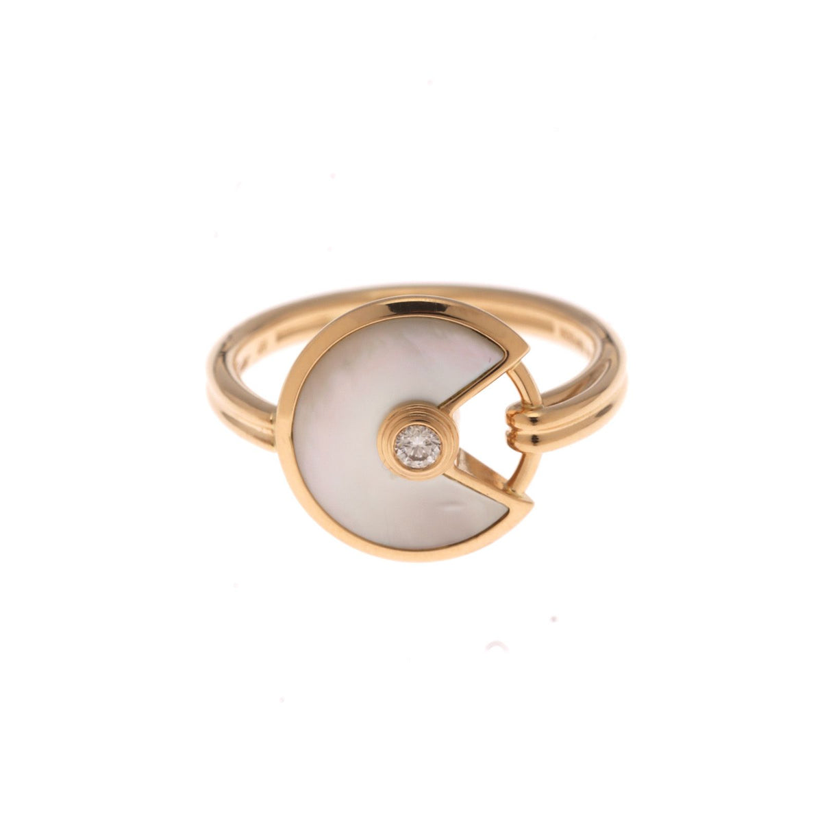 Cartier Amulette Ring 18k Yellow Gold White Shell Diamond